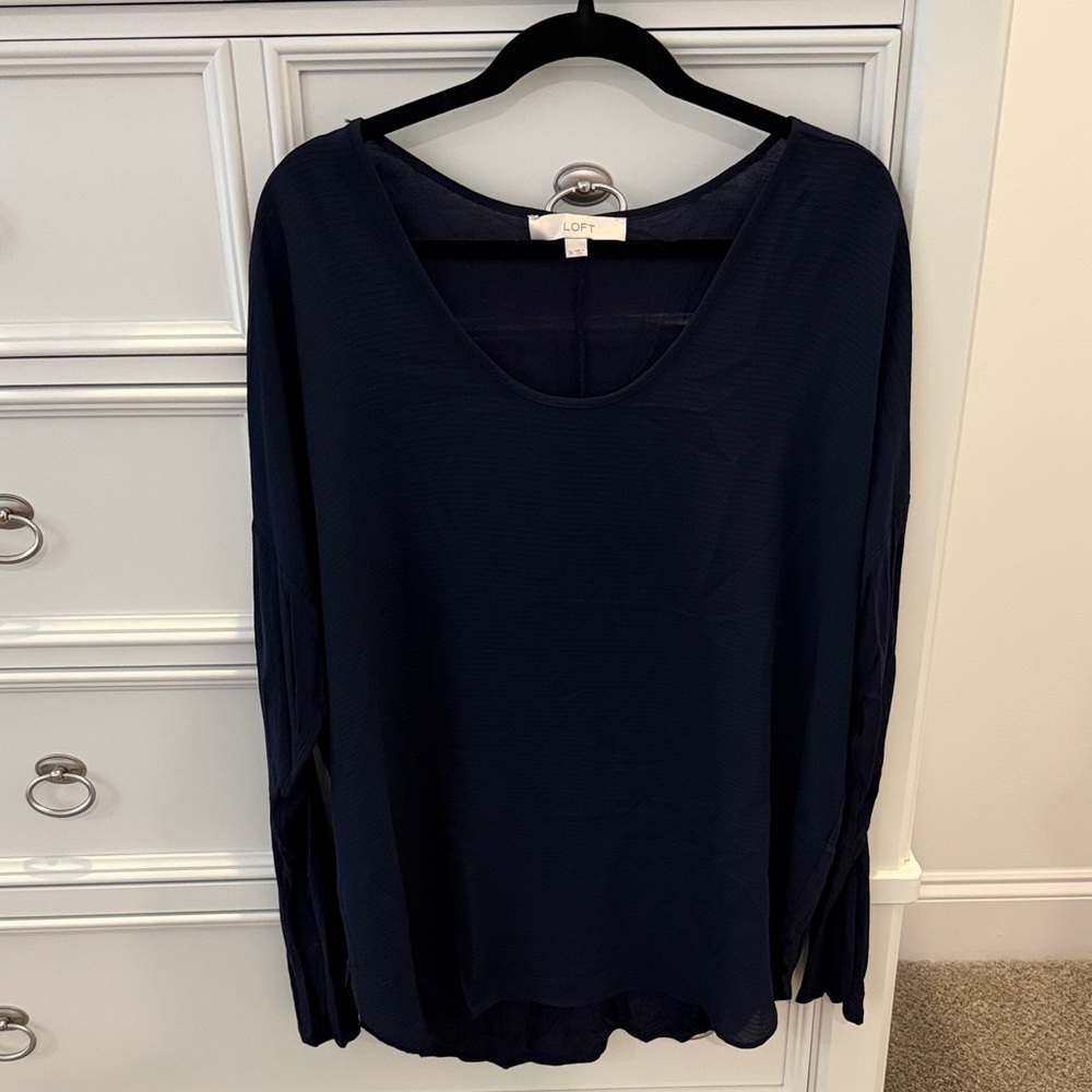 LOFT Women's Dark Blue Long Sleeve Top